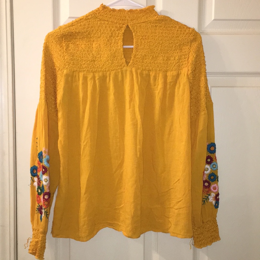 medium hippie style yellow fall blouse so cute! - Picture 5 of 8